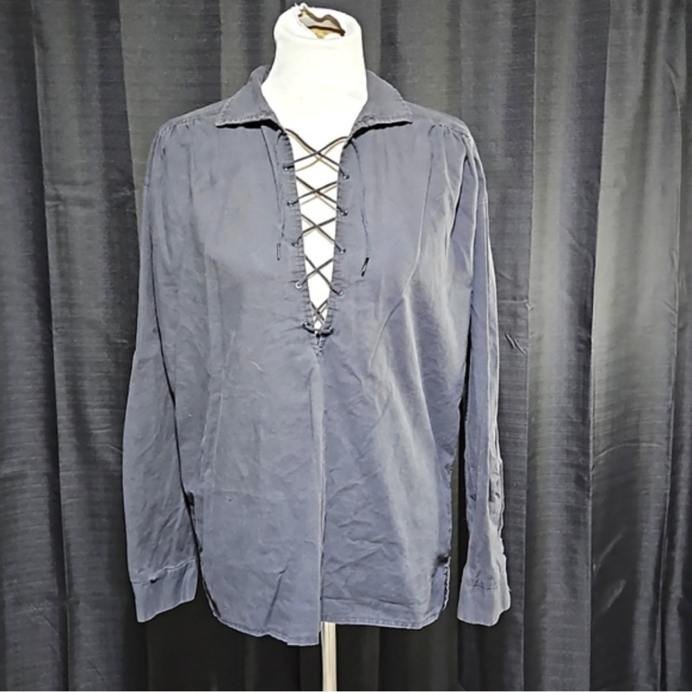 Lacr Up Front Long Sleeve Blouse